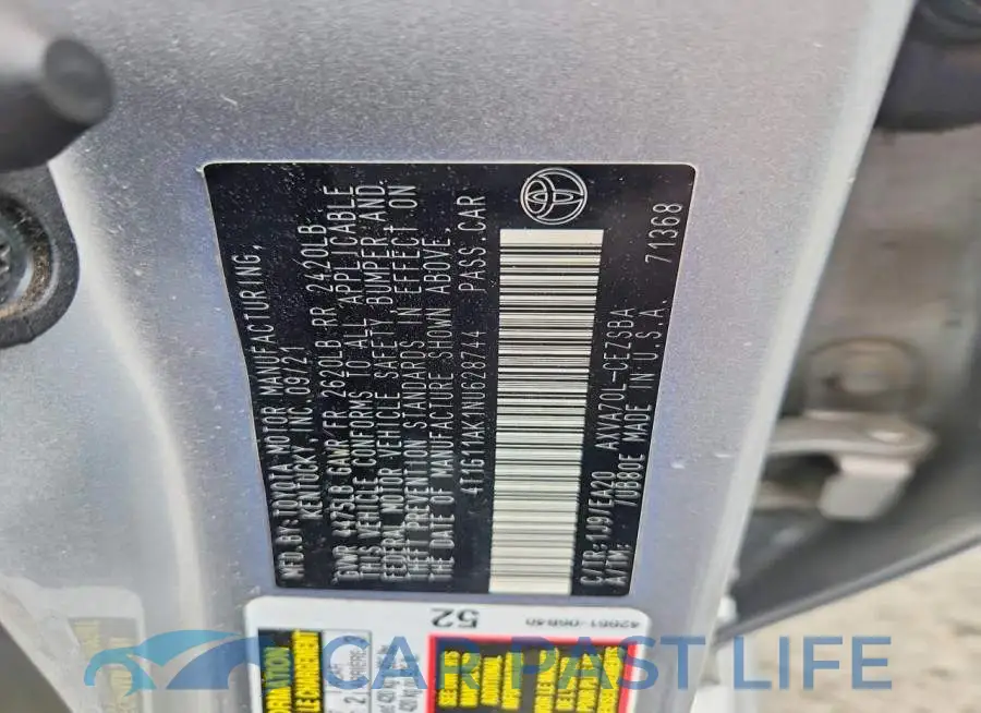 4T1G11AK1NU628744# 12
