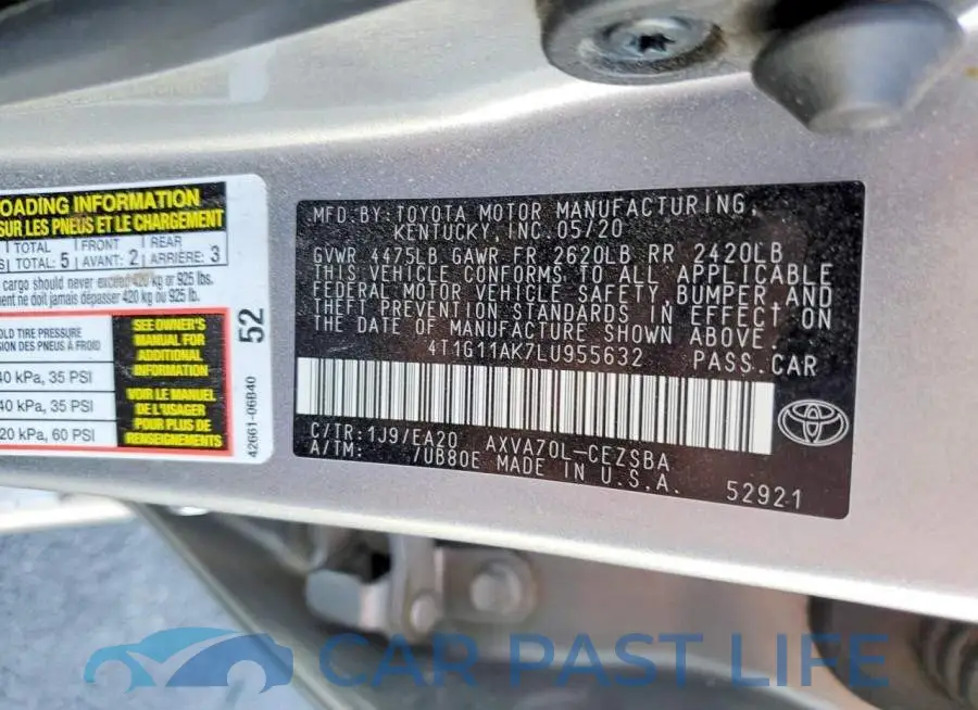 4T1G11AK7LU955632# 12
