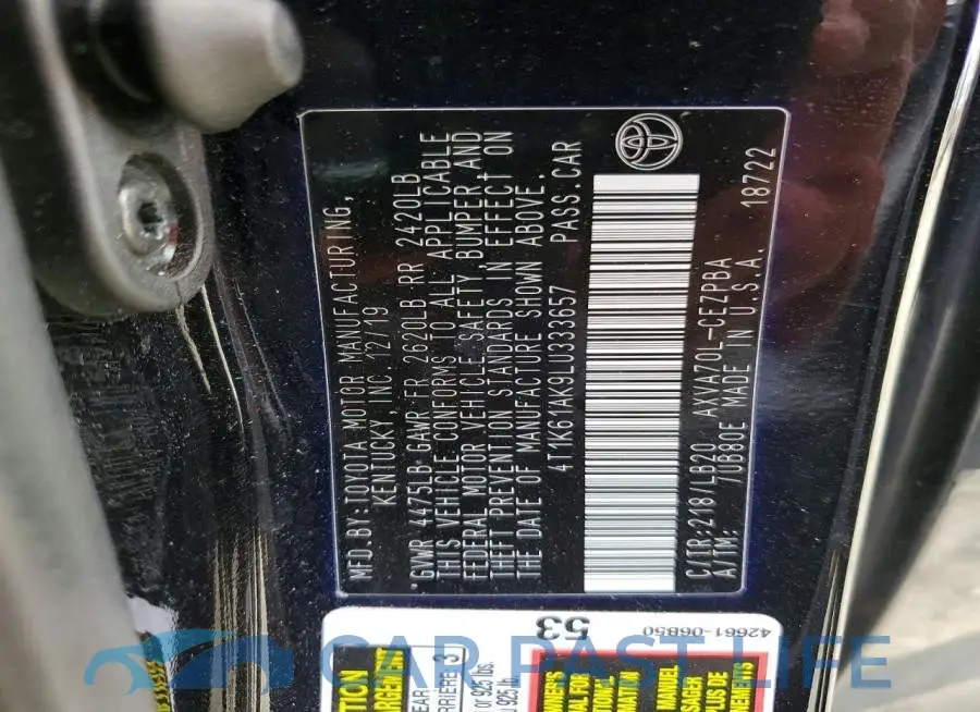 4T1K61AK9LU333657# 12