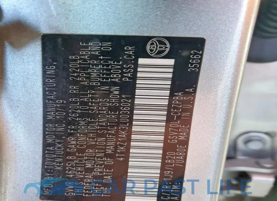 4T1KZ1AK3LU036021# 13