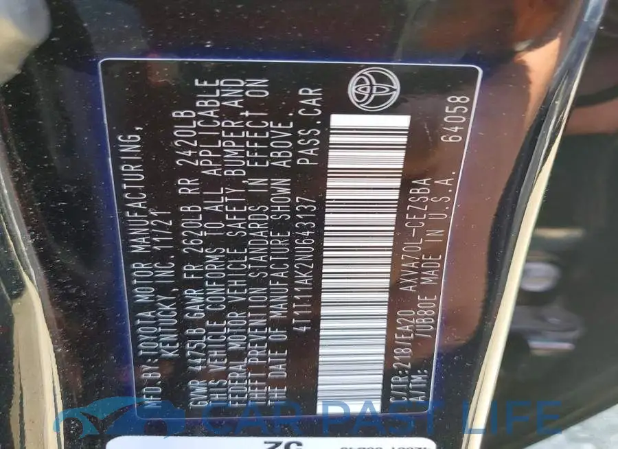 4T1T11AK2NU643137# 12