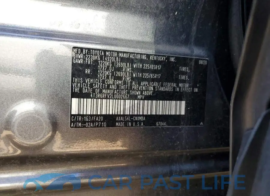 4T3R6RFV2LU002667# 12