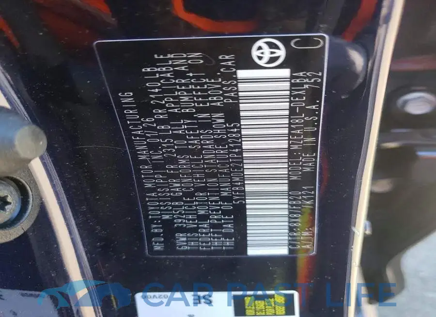 5YFB4MDE2TP412845# 12