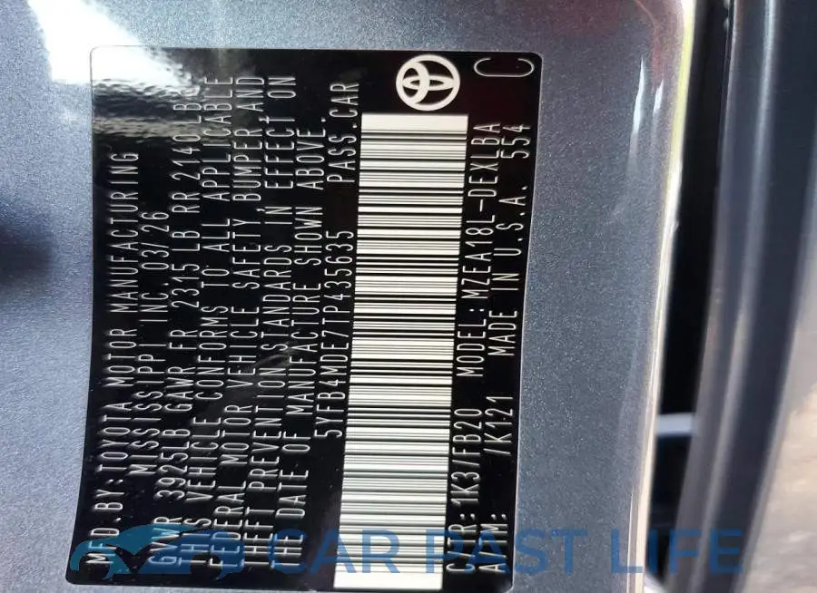 5YFB4MDE7TP435635# 12