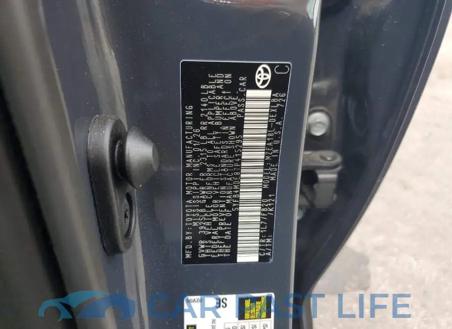 5YFB4MDE8TP415295# 12