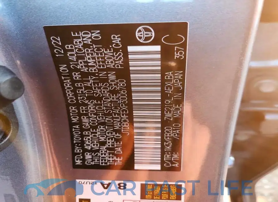 JTDBCMFEXP3006780# 12