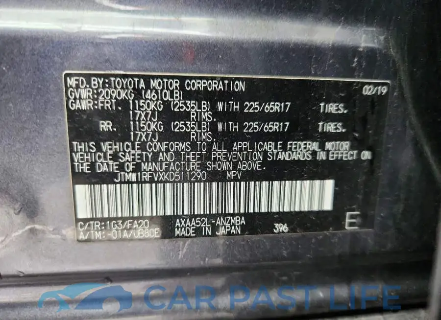 JTMW1RFVXKD511290# 12