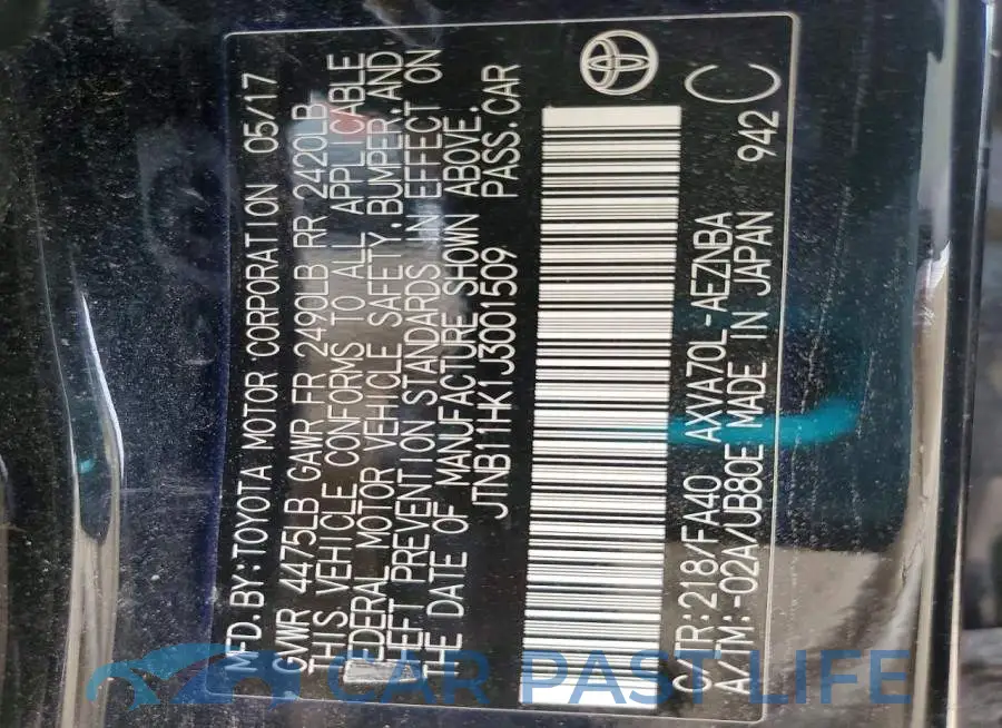 JTNB11HK1J3001509# 12