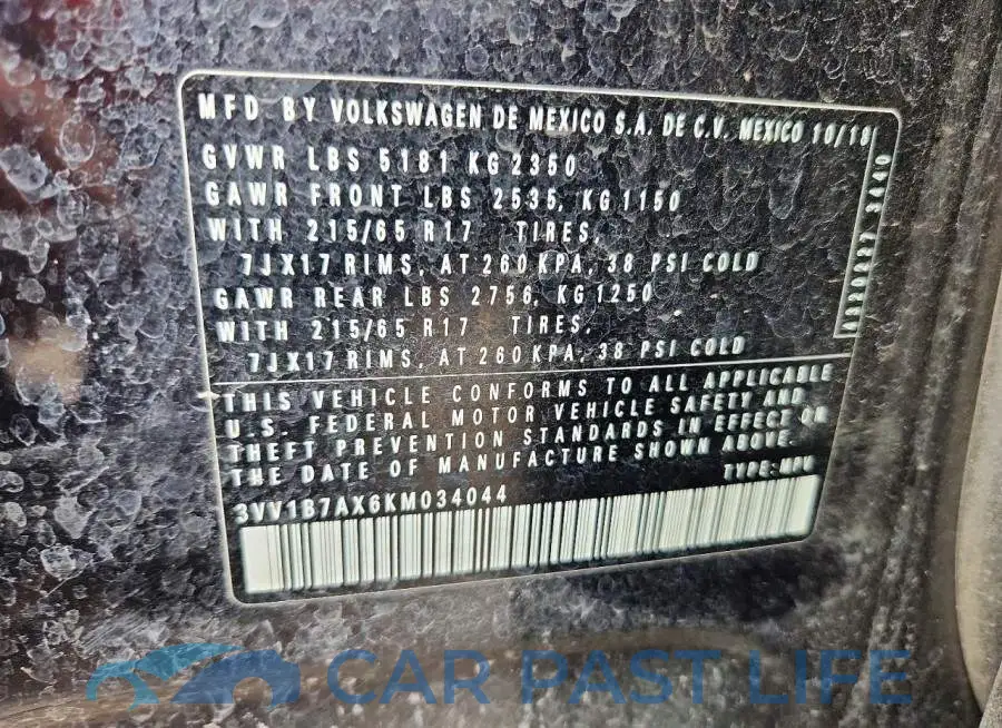 3VV1B7AX6KM034044# 12