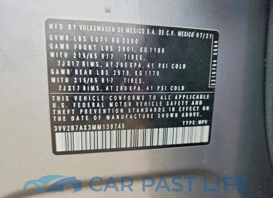3VV2B7AX3MM139745# 13