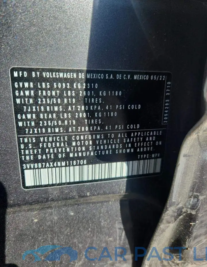 3VV8B7AX4NM118706# 13