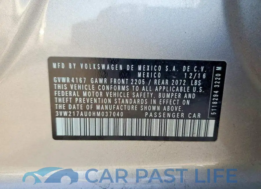3VW217AU0HM037040# 13