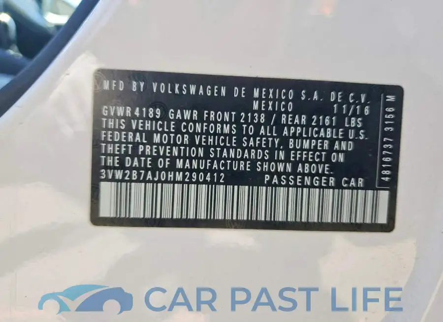 3VW2B7AJ0HM290412# 12