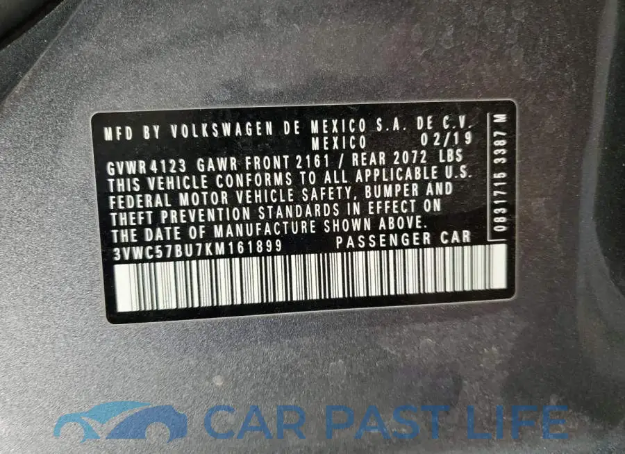 3VWC57BU7KM161899# 12