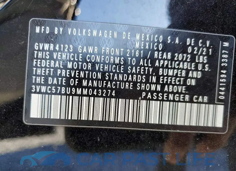 3VWC57BU9MM043274# 12