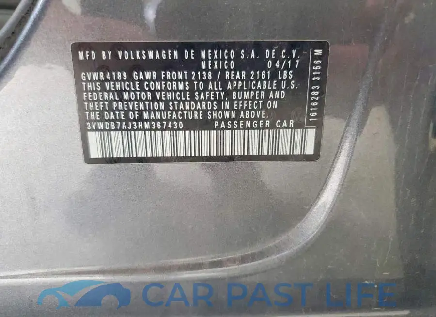 3VWDB7AJ3HM367430# 13