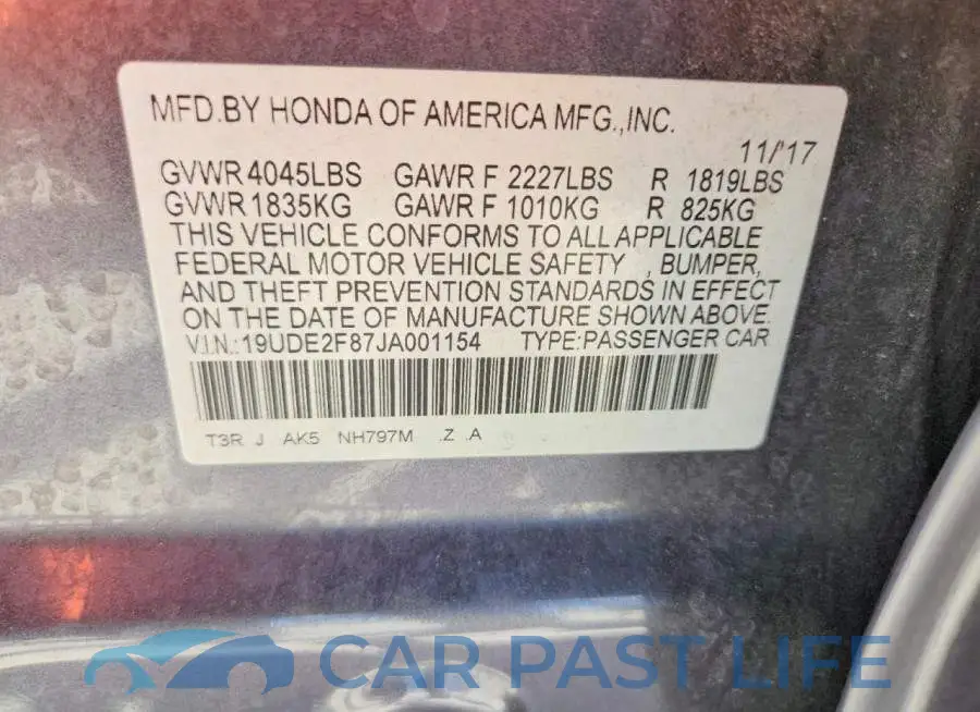 19UDE2F87JA001154# 13