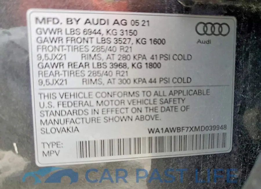 WA1AWBF7XMD039948# 14