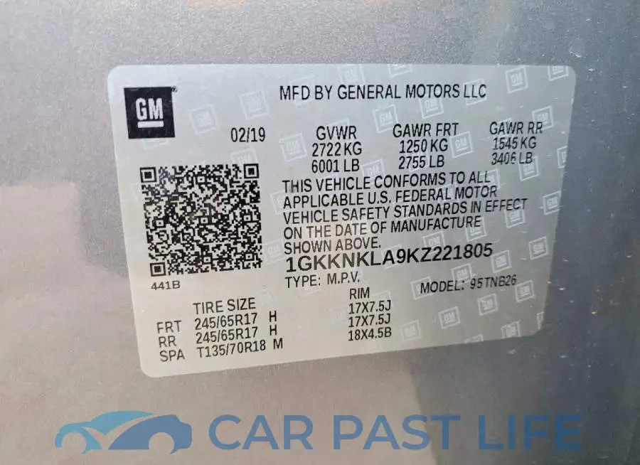 1GKKNKLA9KZ221805# 12