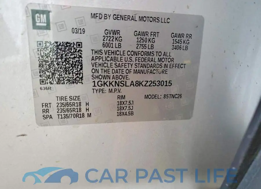 1GKKNSLA8KZ253015# 13