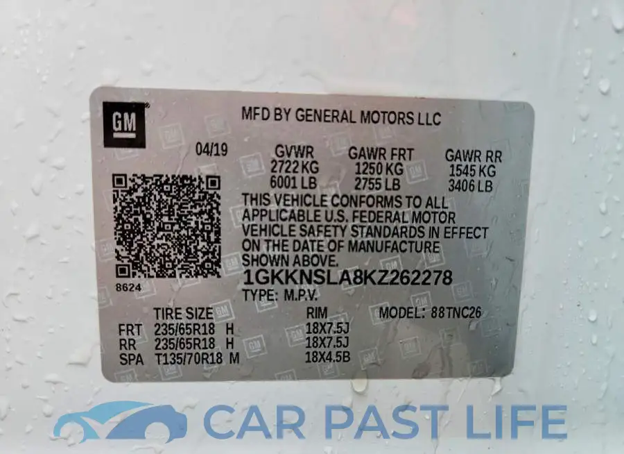 1GKKNSLA8KZ262278# 14
