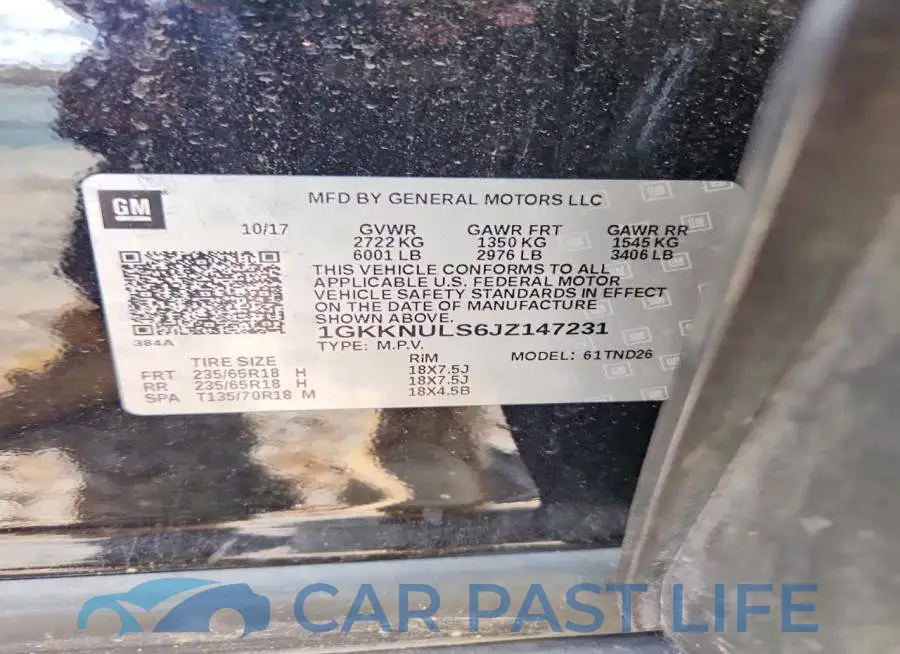 1GKKNULS6JZ147231# 13