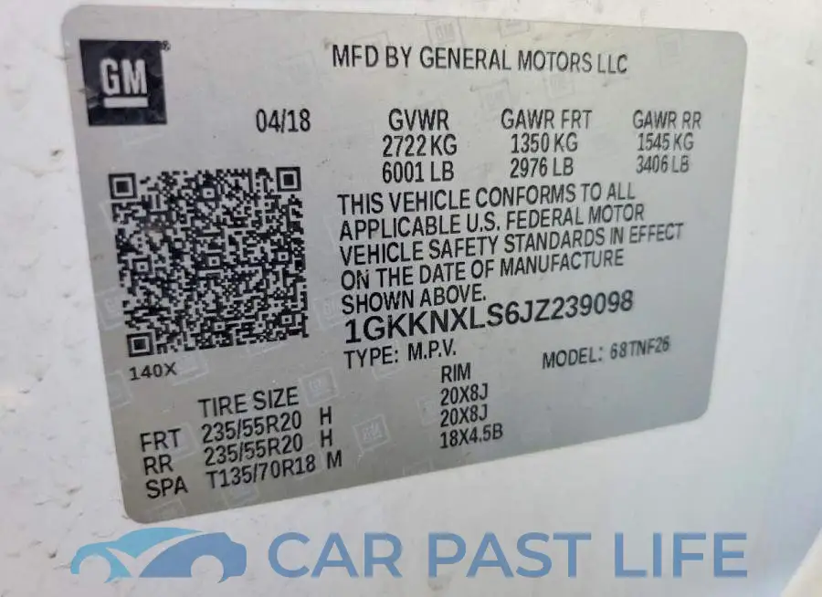 1GKKNXLS6JZ239098# 13