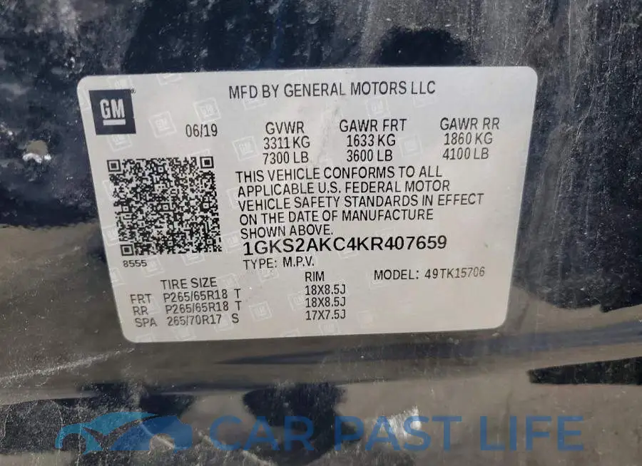 1GKS2AKC4KR407659# 13