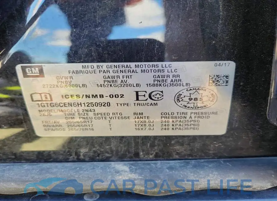 1GTG6CEN6H1250920# 12