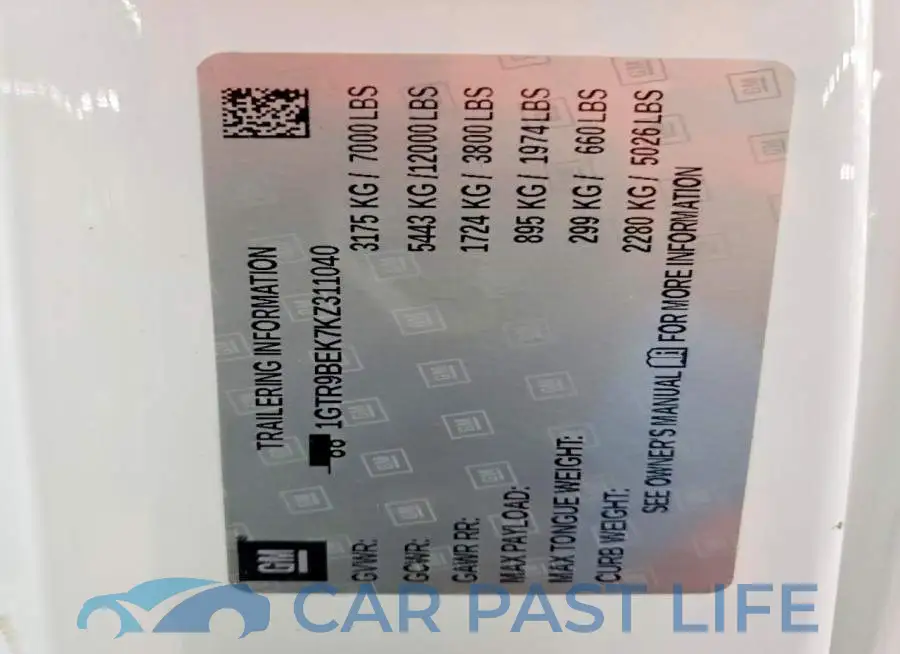 1GTR9BEK7KZ311040# 10