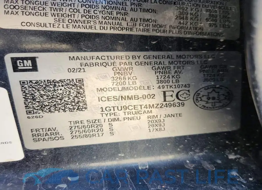 1GTU9CET4MZ249639# 12