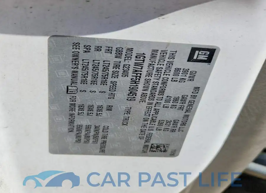 1GTW7AFF5H1904519# 12