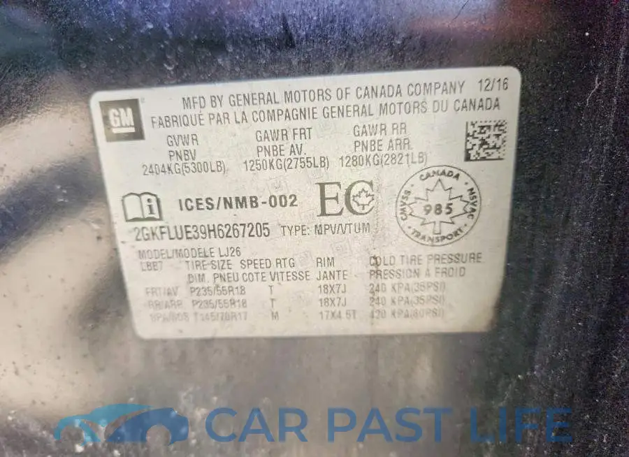 2GKFLUE39H6267205# 14