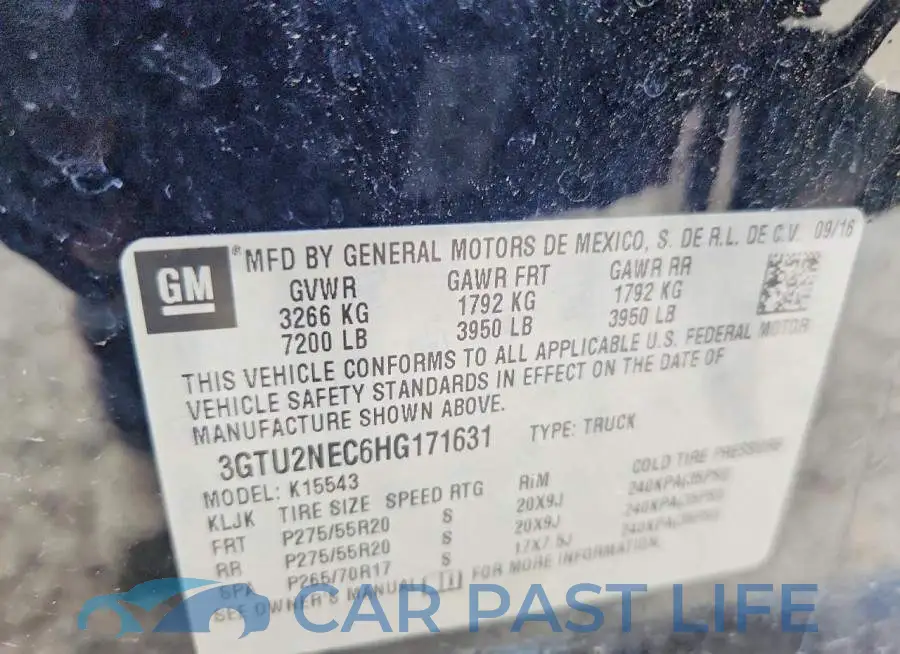 3GTU2NEC6HG171631# 12