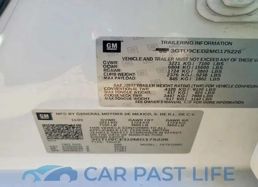 3GTU9CED2MG175226# 12