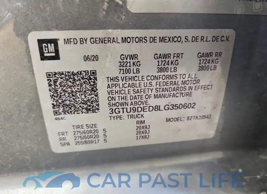 3GTU9DED8LG350602# 12