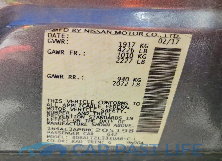 1N4AL3AP6HC205198# 12