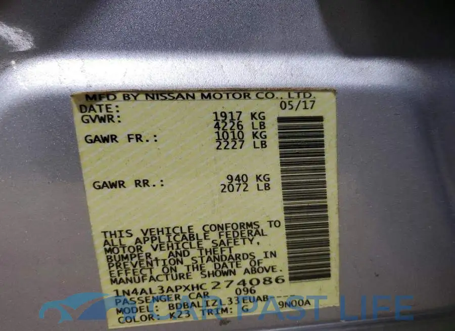 1N4AL3APXHC274086# 12