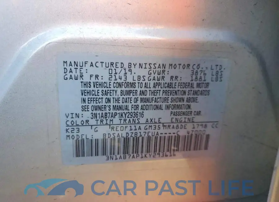 3N1AB7AP1KY293616# 12