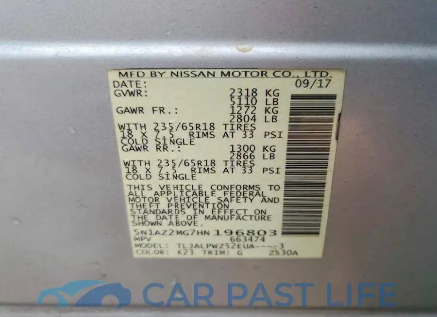 5N1AZ2MG7HN196803# 13