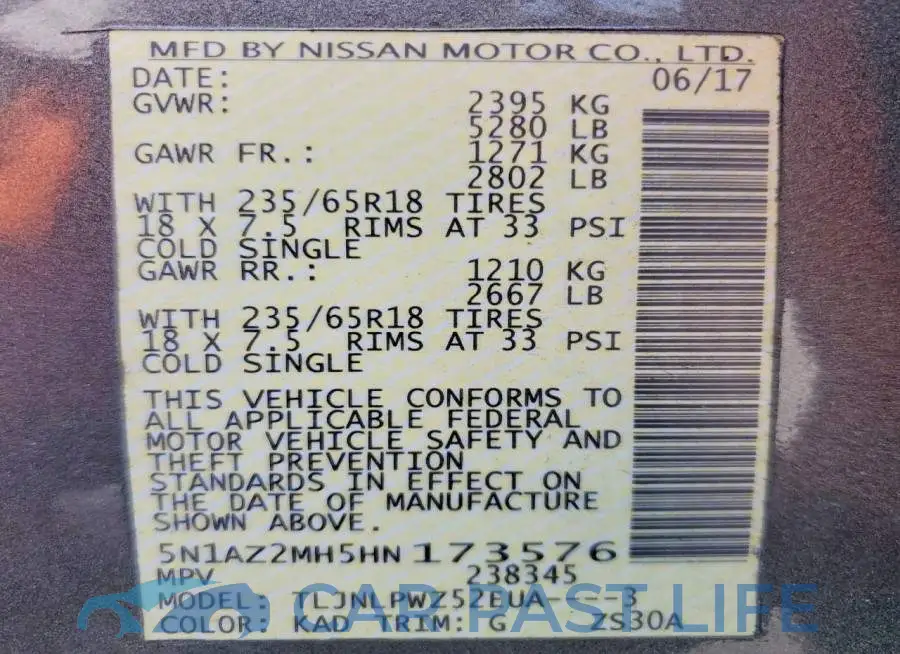 5N1AZ2MH5HN173576# 13