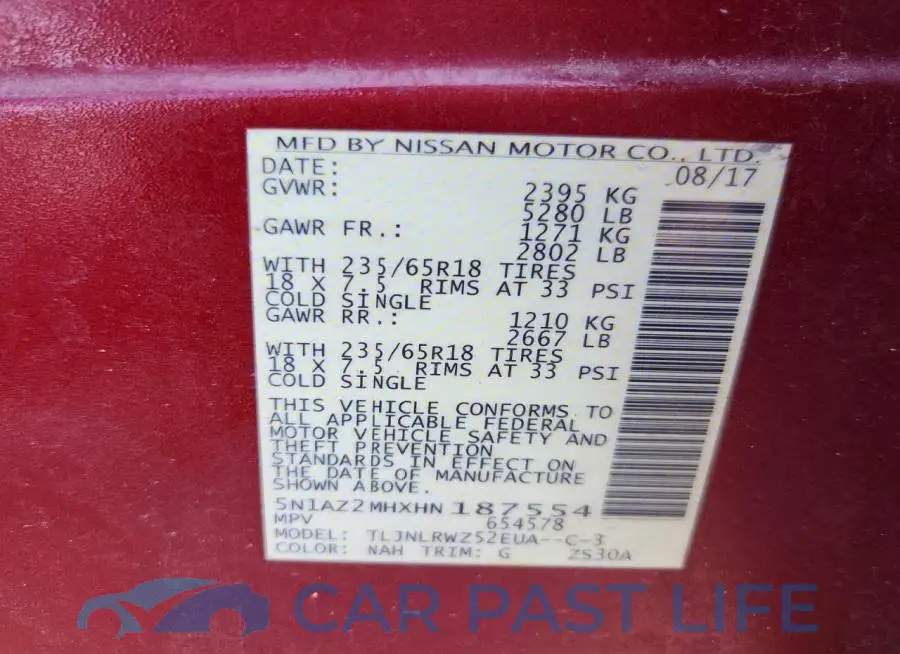 5N1AZ2MHXHN187554# 14