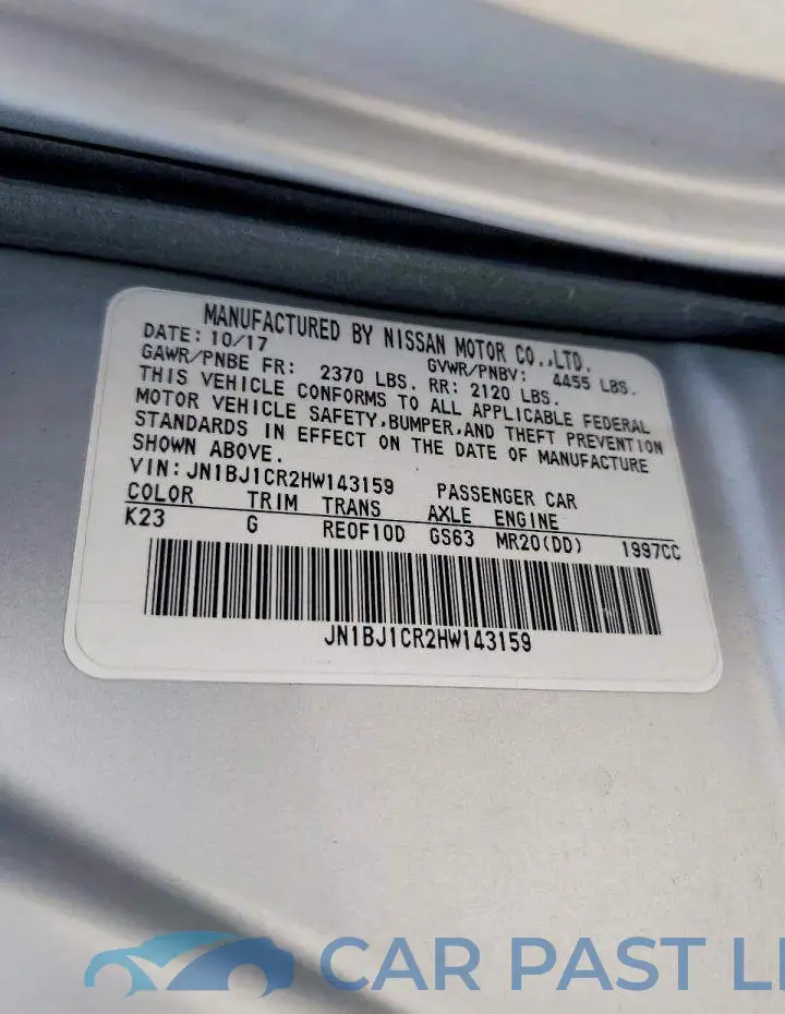 JN1BJ1CR2HW143159# 13