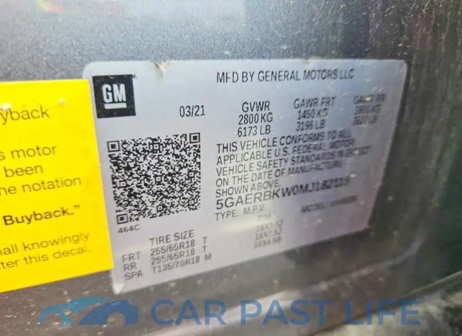 5GAERBKW0MJ182115# 13
