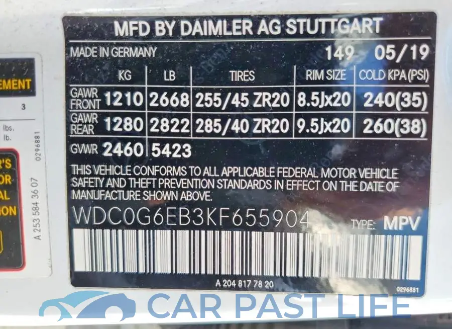 WDC0G6EB3KF655904# 12
