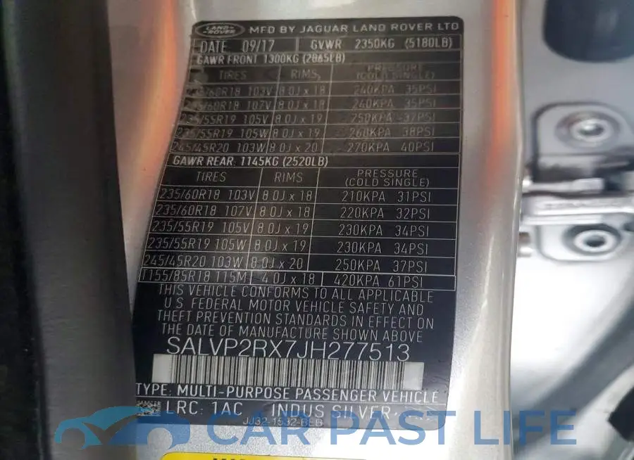 SALVP2RX7JH277513# 13
