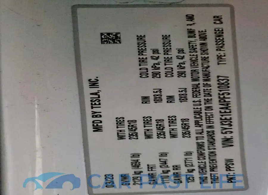 5YJ3E1EA4PF510837# 12