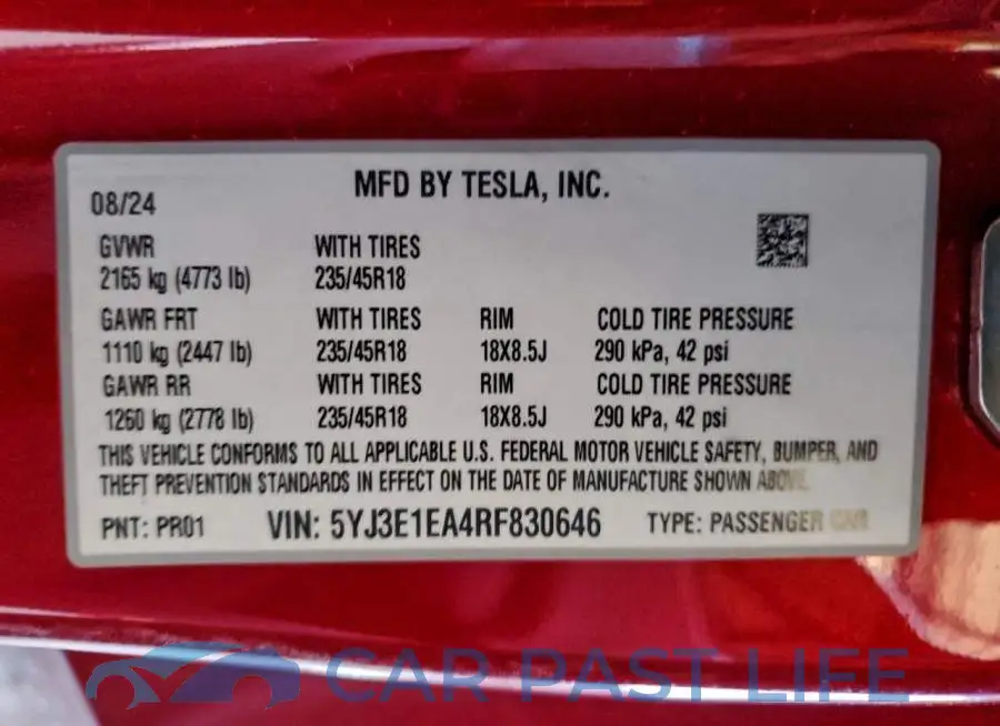 5YJ3E1EA4RF830646# 13