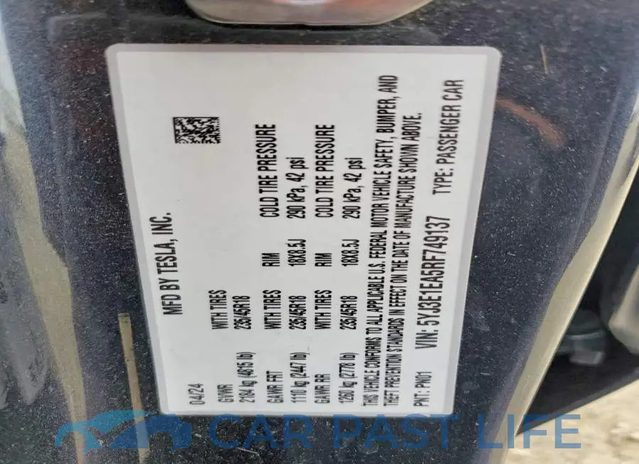 5YJ3E1EA5RF749137# 12