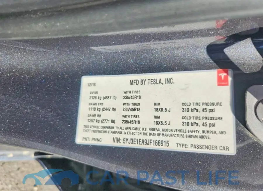 5YJ3E1EA9JF166915# 12